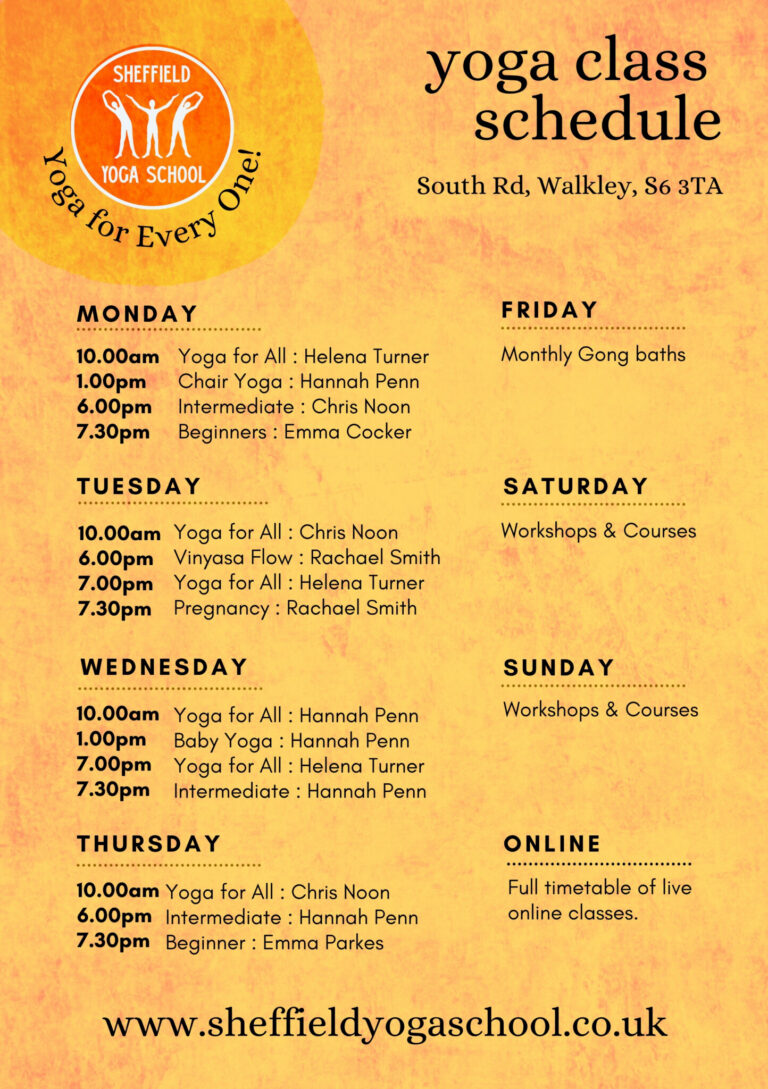 In person Yoga Schedule