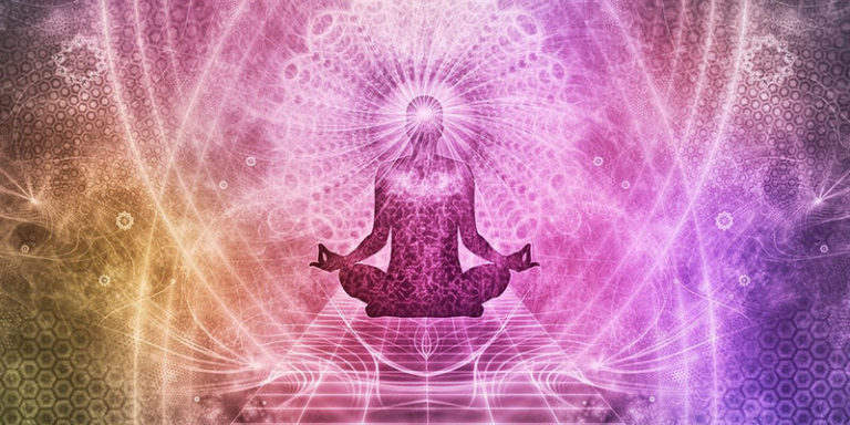Buddha on patterned background